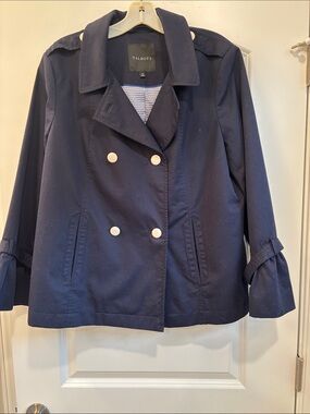Talbots Navy lined jacket with feminine sleeves Size XL